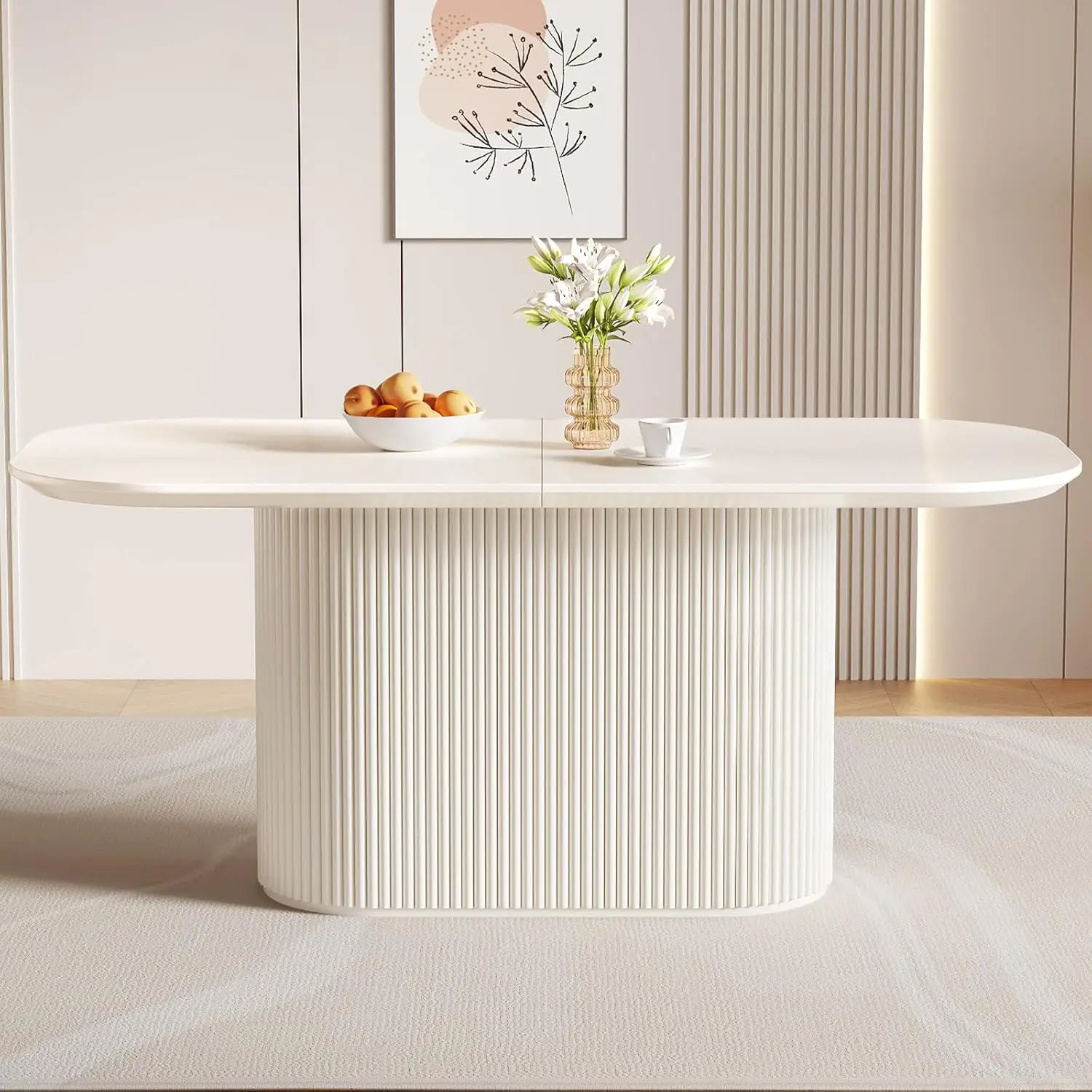 

70" Oval Dining Table for 6 Seater Modern Dining Room Table for Kitchen, Living Room, Rectangular Kitchen Tables,, Customized