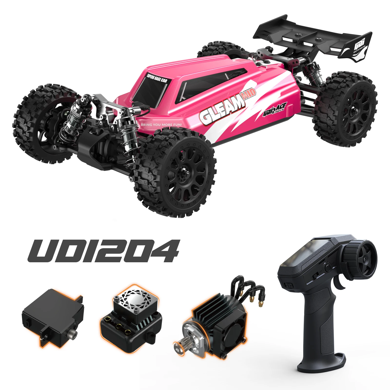 

UDIRC 1/12Scale UD1204 GLEAM High-Speed 4WD RC Truck Brushless Motor ESC Off-Road Remote Control Car RTR Course Truck for Adults