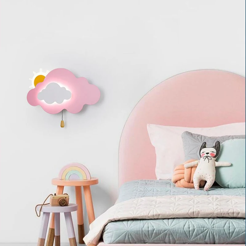 Imagem -03 - Minimalista Modern Cloud Lâmpadas de Parede Quarto das Crianças Abajur Berçário Quarto do Bebê Menina Menino Quarto