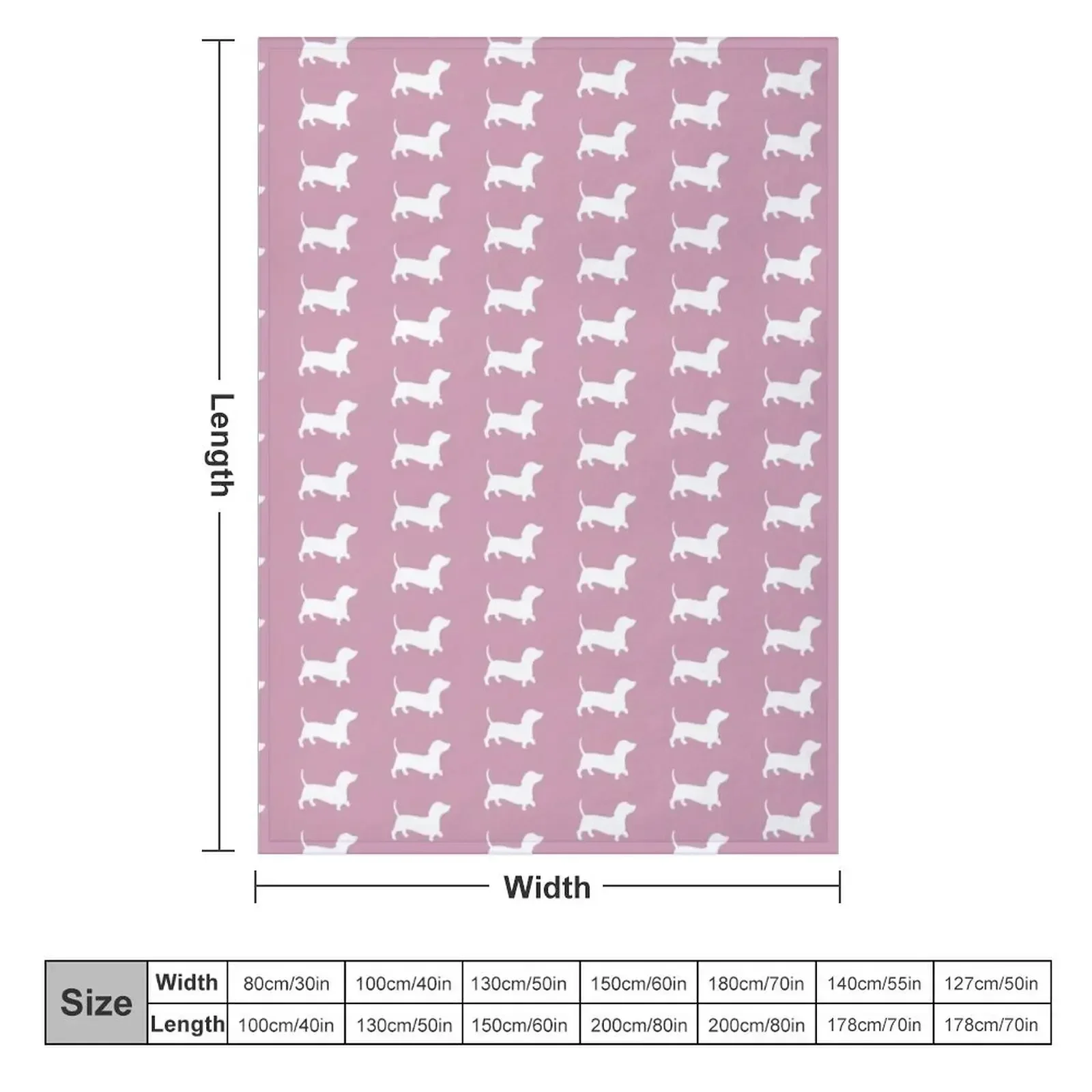 Plain Dusty Pink With Daschund Silhouette Throw Blanket Luxury Designer Summer Single Blankets