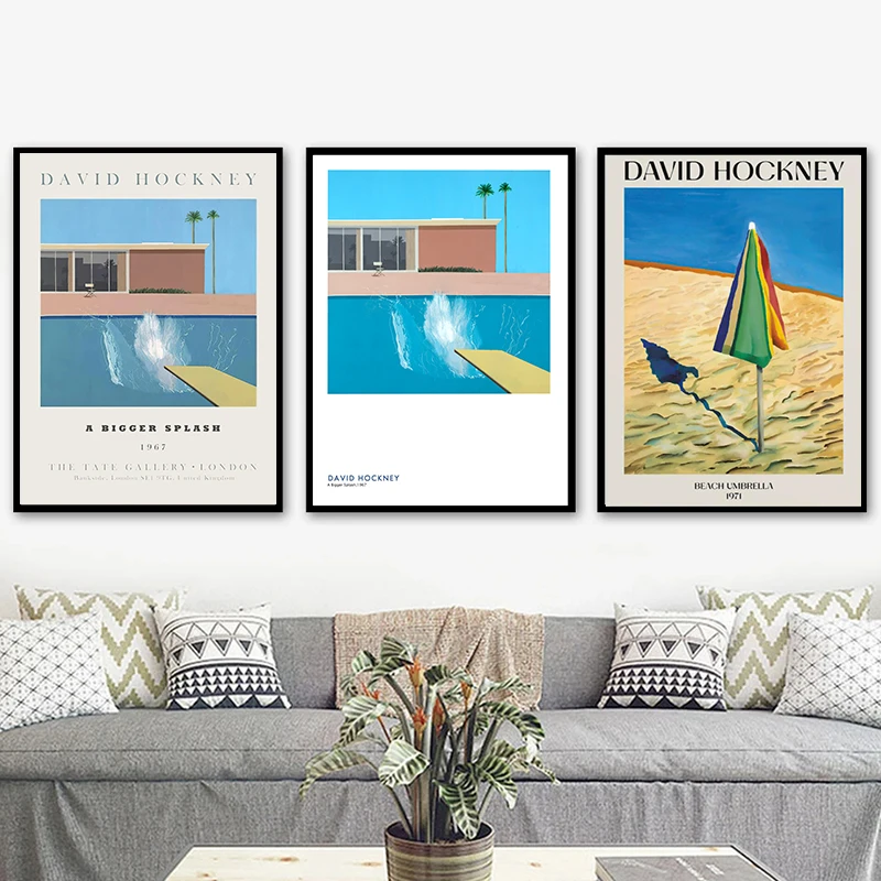 David Hockney Artwork Exhibition Poster Canvas Painting Abstract Pool Deckchairs Wall Art For Living Room Home Decoration