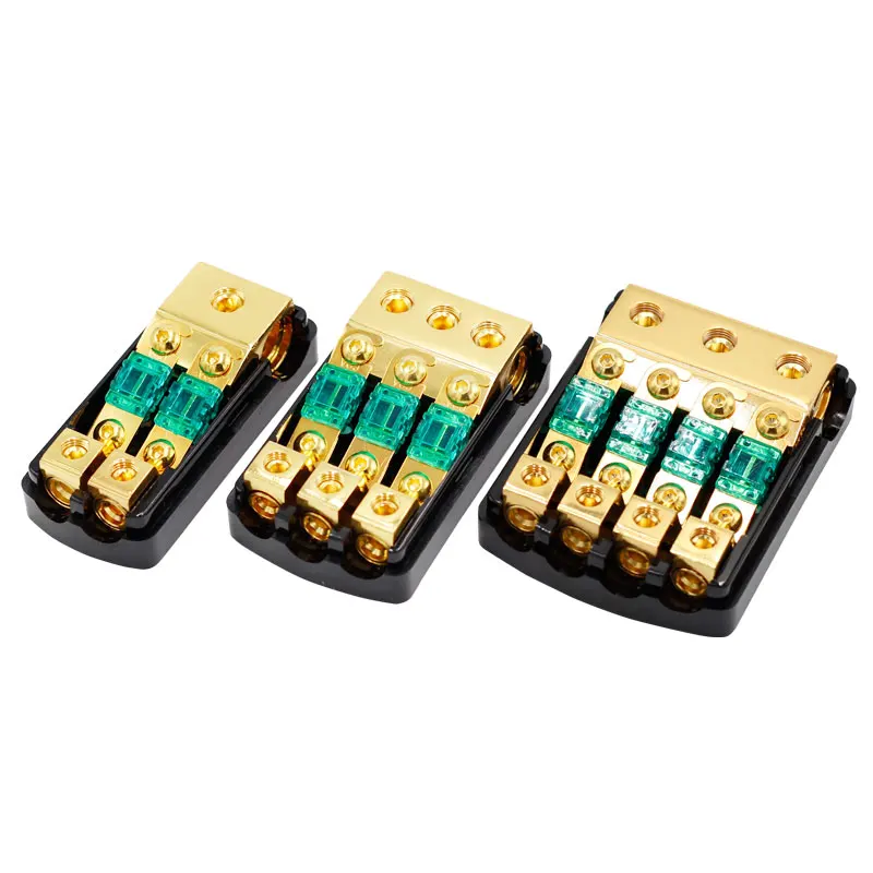 Car Audio Distribution Fuse Block, Mini ANL Fuse Box Holder Distribution Block (0-4GA)IN-(4-8GA)OUT 2/3/4 Way Fuses Holder 60A