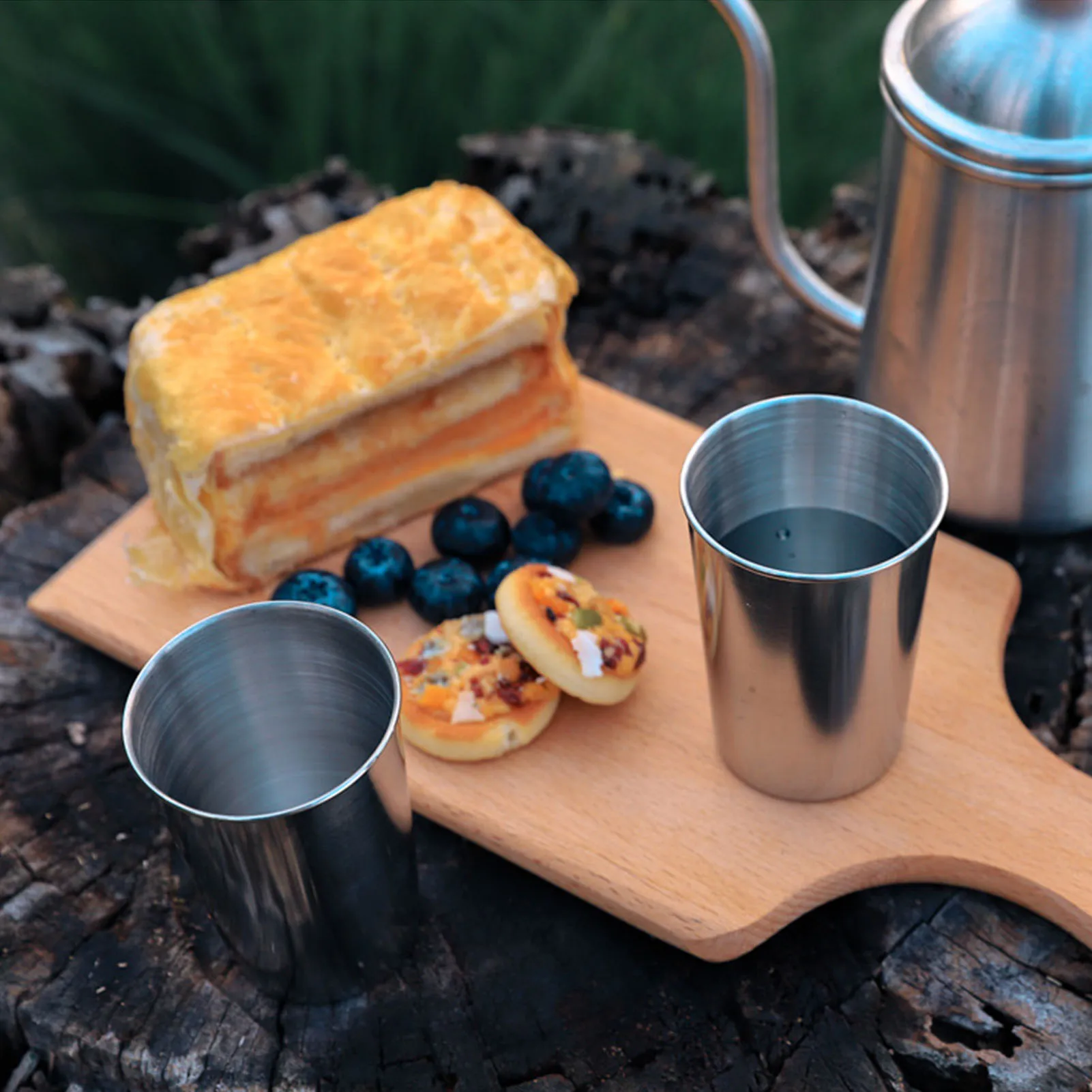 Outdoor Metal Cup 170ml Stackable Portable Stainless Steel Drinking Glasses with Case for Camping Hiking Travel