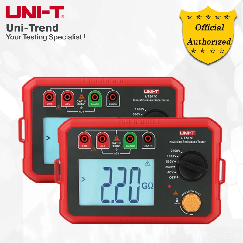 

UNI-T UT501C UT502C Портативный цифровой тестер сопротивления изоляции/выходное напряжение 1000 В/2500 В