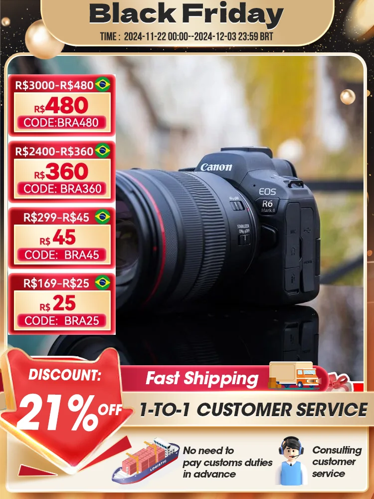 Canon EOS R6 Mark II Full-Frame Flagship Professional Mirrorless Digital Camera 24.2 Million Pixels 6K Video New Product R6II