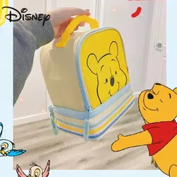 MINISO-bolsa de cosméticos portátil de Disney Winnie The Pooh, bolsa de almacenamiento cuadrada de gran capacidad para niñas, mochila escolar linda para niños