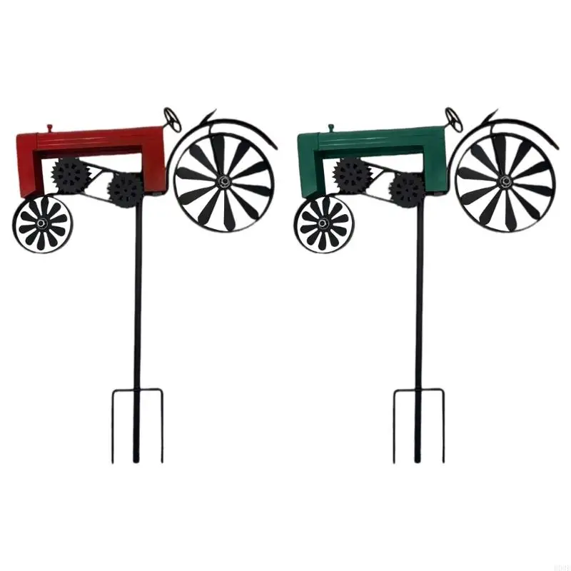 

Antique Iron Tractor Wind Spinner Ground Stake Handcraft Garden Farm Decoration With Rotating for Landscape B03E