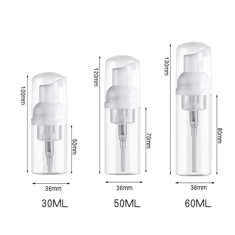 

300pcs 30ml 50ml 60ml PET for Clear Plastic Empty Mousse Foamer Pump Bottles Travel Liquid Foaming Cosmetic Facial Cleanser