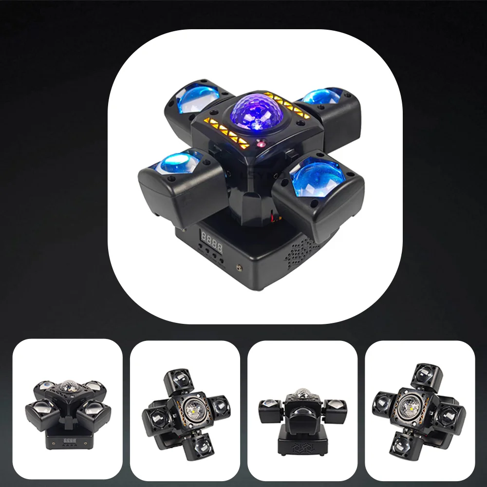 4-Arm Mini Disco Party Light Remote Control 80W LED Beam Moving Head DJ Light DMX Strobe Stage Effect For Club Wedding Events