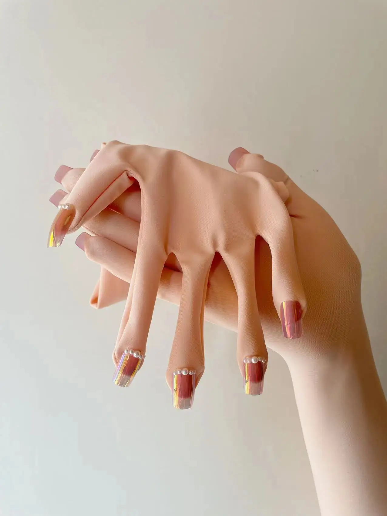 Gants à ongles Zentai en spandex couleur chair rose de luxe pour hommes, jeu de rôle Kigurumi, gants longs à haute élasticité avec costume d'ongles