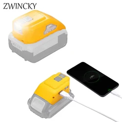 Battery Adapter For Dewalt，Battery Charger Dual Usb Charger Dcb090 For Dewalt，14.4V-20v Max Lithium-ion Battery LED Work Light