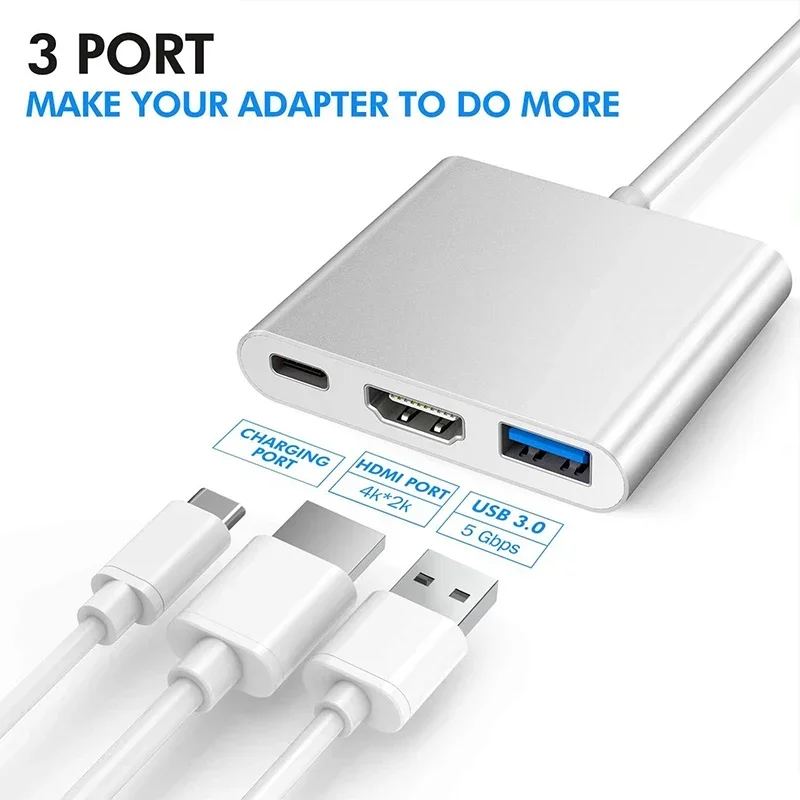 High Quality 3 in 1 USB C HUB Extension Dock TV Projector Adapter HUB Expansion for MacBook Pro New Mac Air Surfce ChromeBook