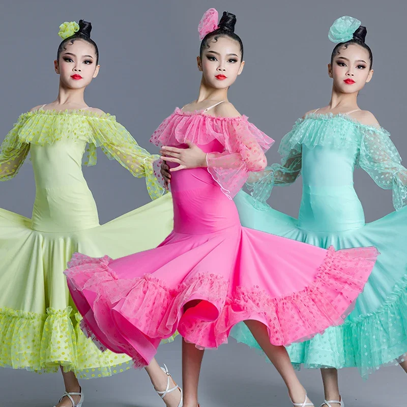 

Waltz Modern Dancing Dresses Children'S Ballroom Dance Competition Dress Girls Latin Dance Costume Practice Clothes SL8246