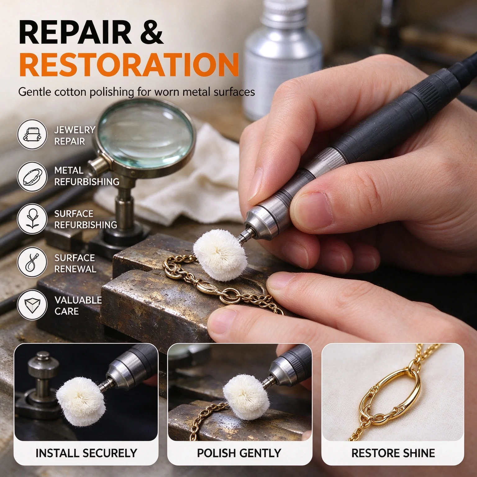 Cotton Thread Polishing Brush Polishing Wheel, Used for Fine Polishing and Polishing of Jewelry  Rotary Tool  DIY Jewelry tools
