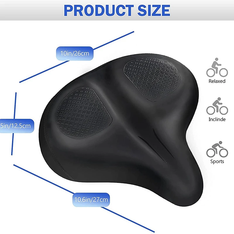 Oversized Comfort Bike Seat, Most Comfortable Replacement Bicycle Saddle Wide Soft Padded Bike Saddle For Men