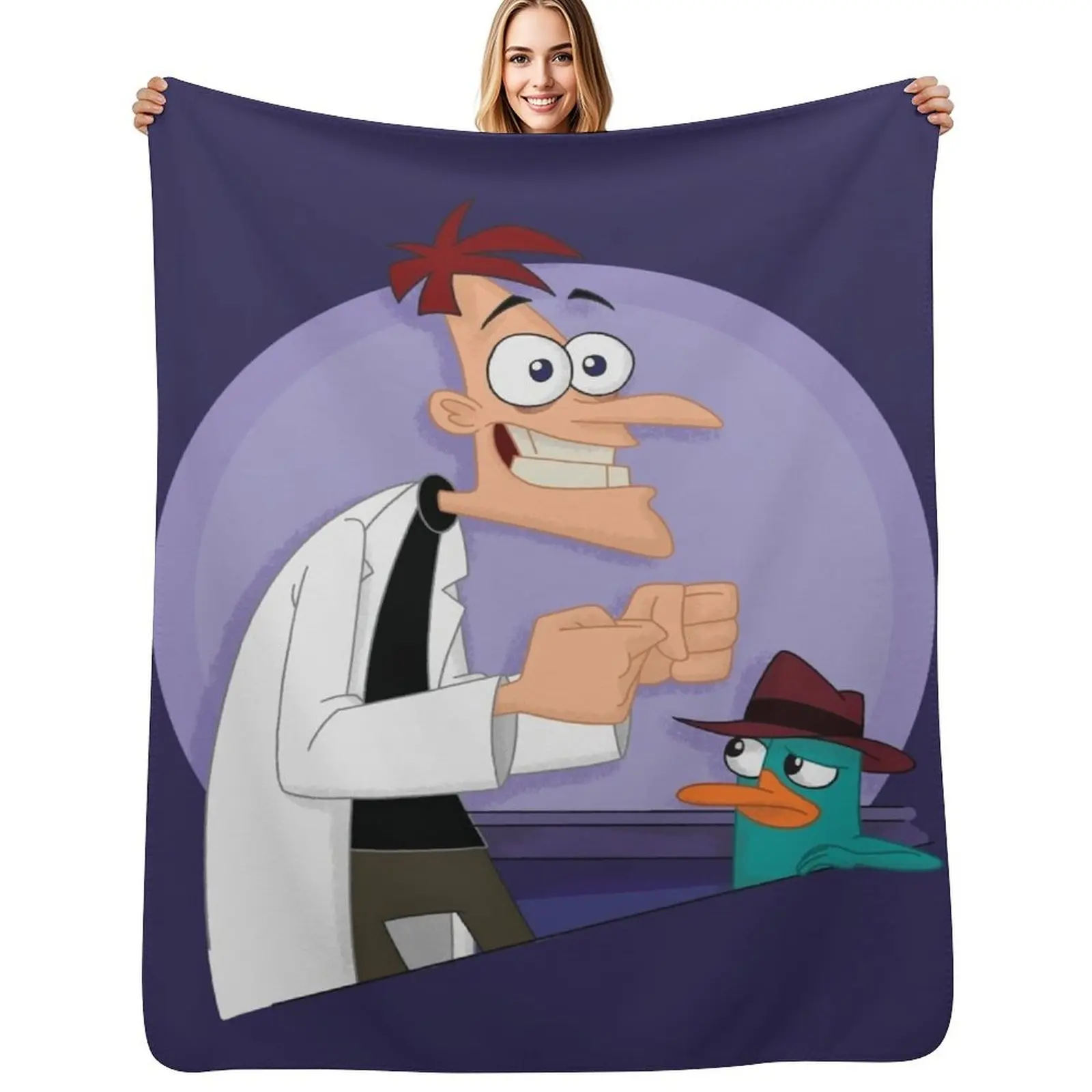 

Doof and Perry Throw Blanket funny gift Thermals For Travel Fashion Sofas Heavy Blankets