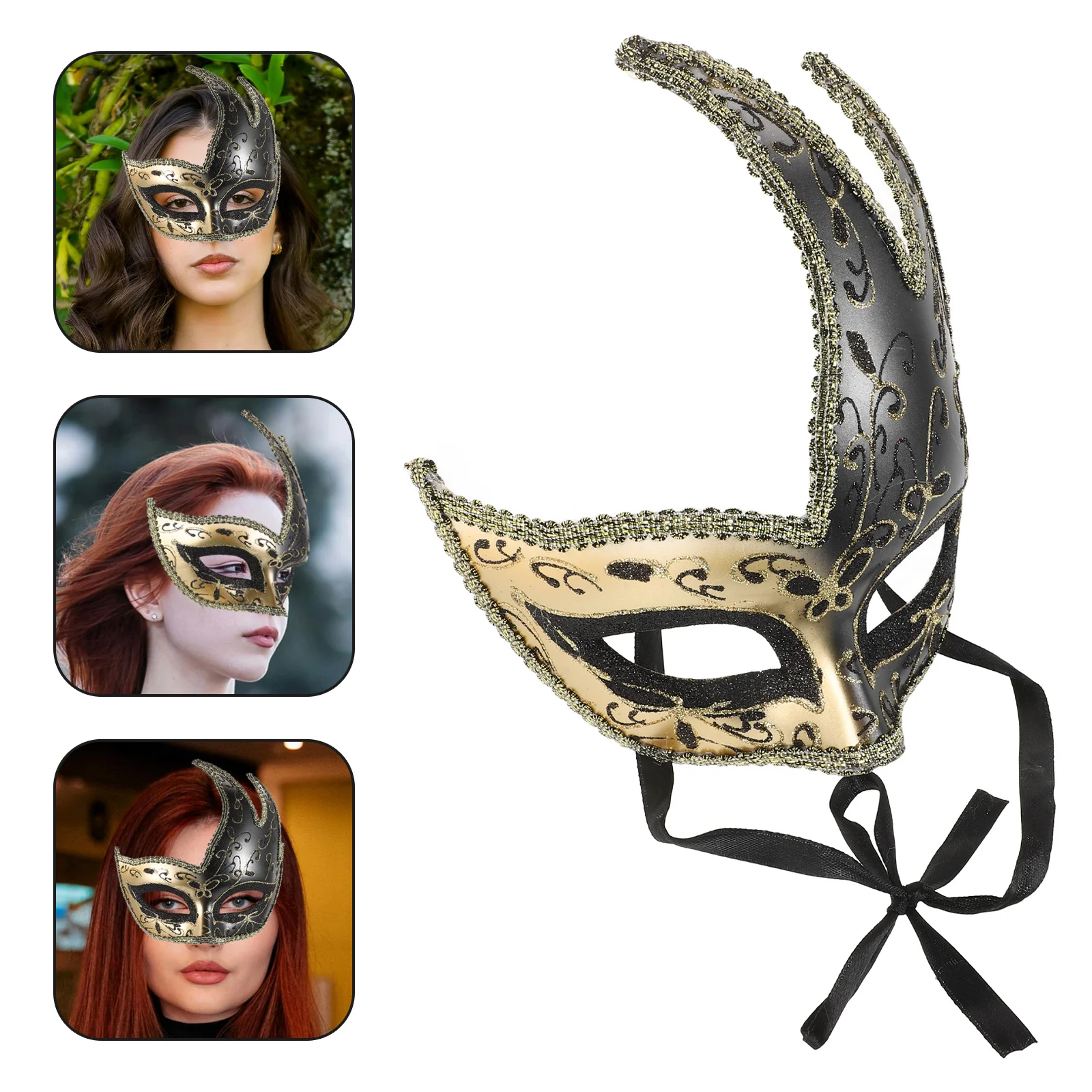 

Venetian Style Mask Halloween Decor Costume Party on Stick Masquerade Supply Personality Decorate