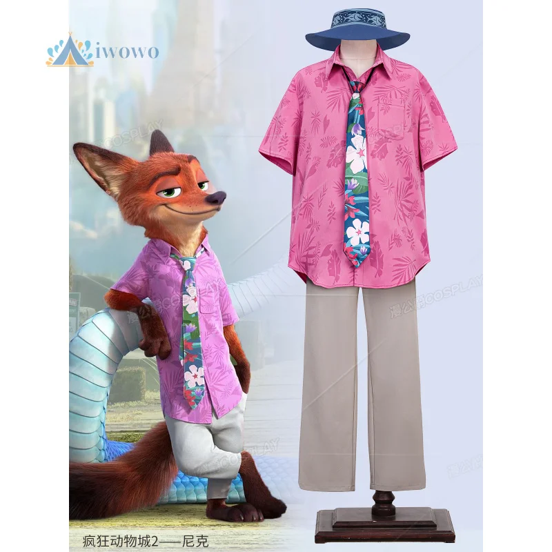 

Новый фильм Ник Уайльд костюмы для косплеяZootopia летняя розовая рубашка брюки костюмы Хэллоуин карнавал Cos взрослые подарки унисекс