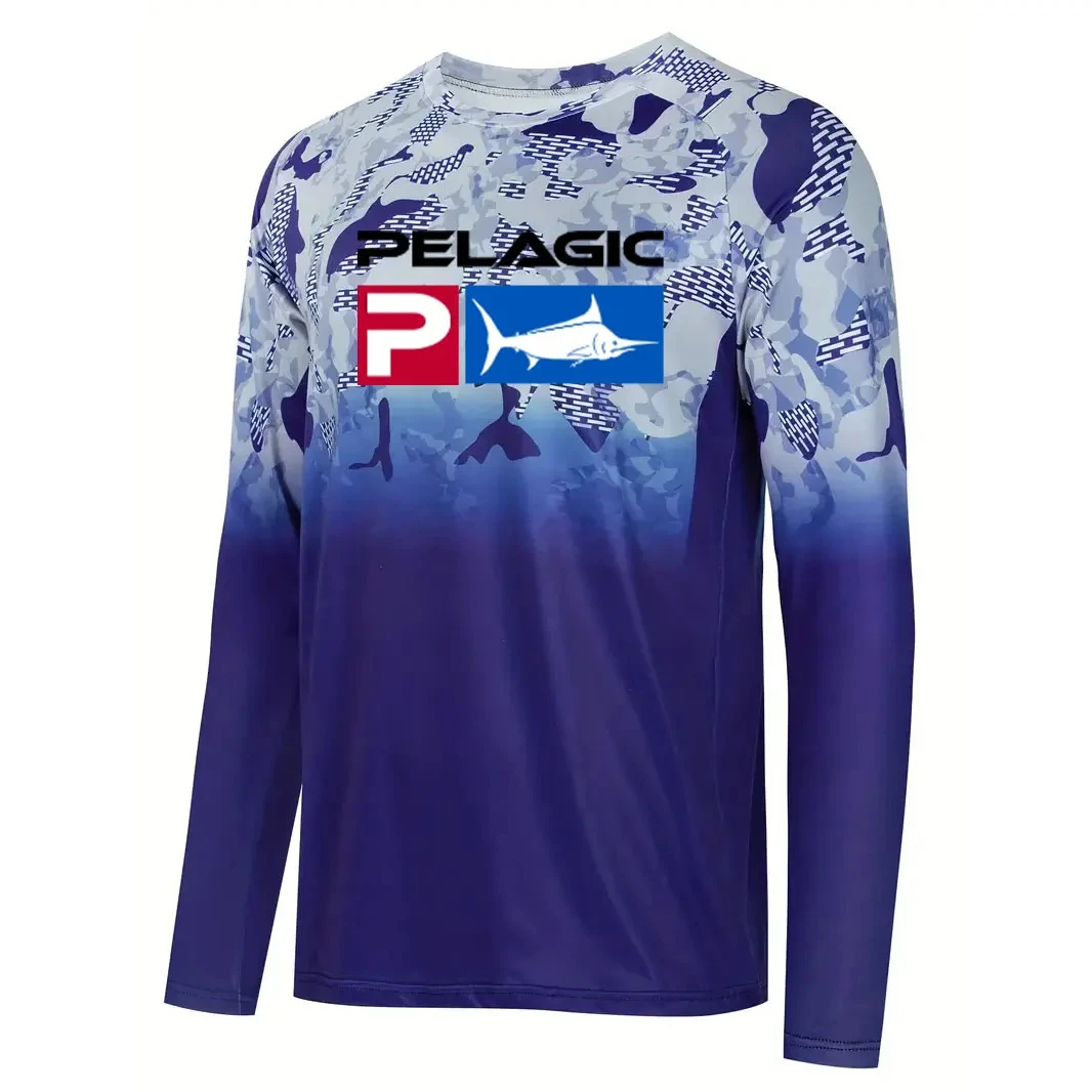 Pelagic Fishing Shirt Long Sleeve Uv Protection Man Outdoor Shirt Camouflage Moisture Wicking Pelagic Fishing Apparel Tops 6XL