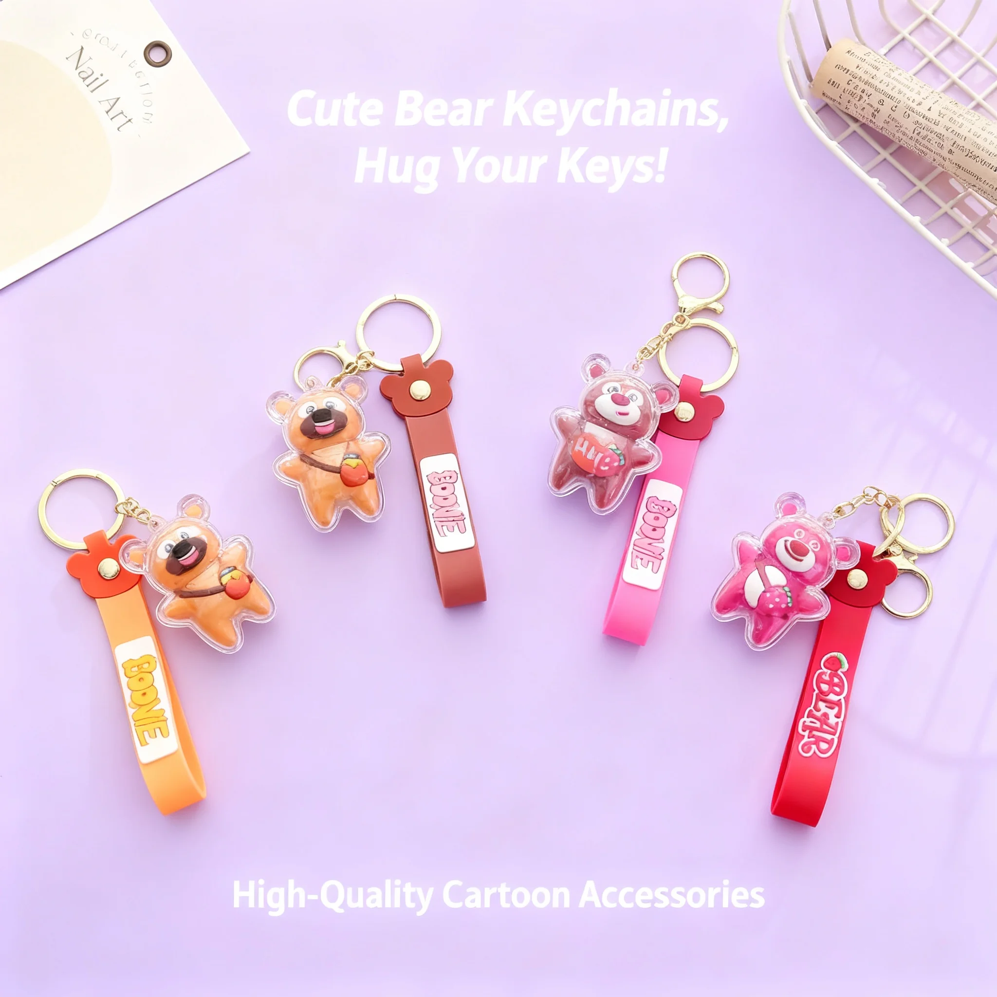 

Creative Cartoon Bear Big Bear Two Strawberry Bear Pendant Plush Toy Wholesale Cute Keychain Couple Gift Popular Souvenir