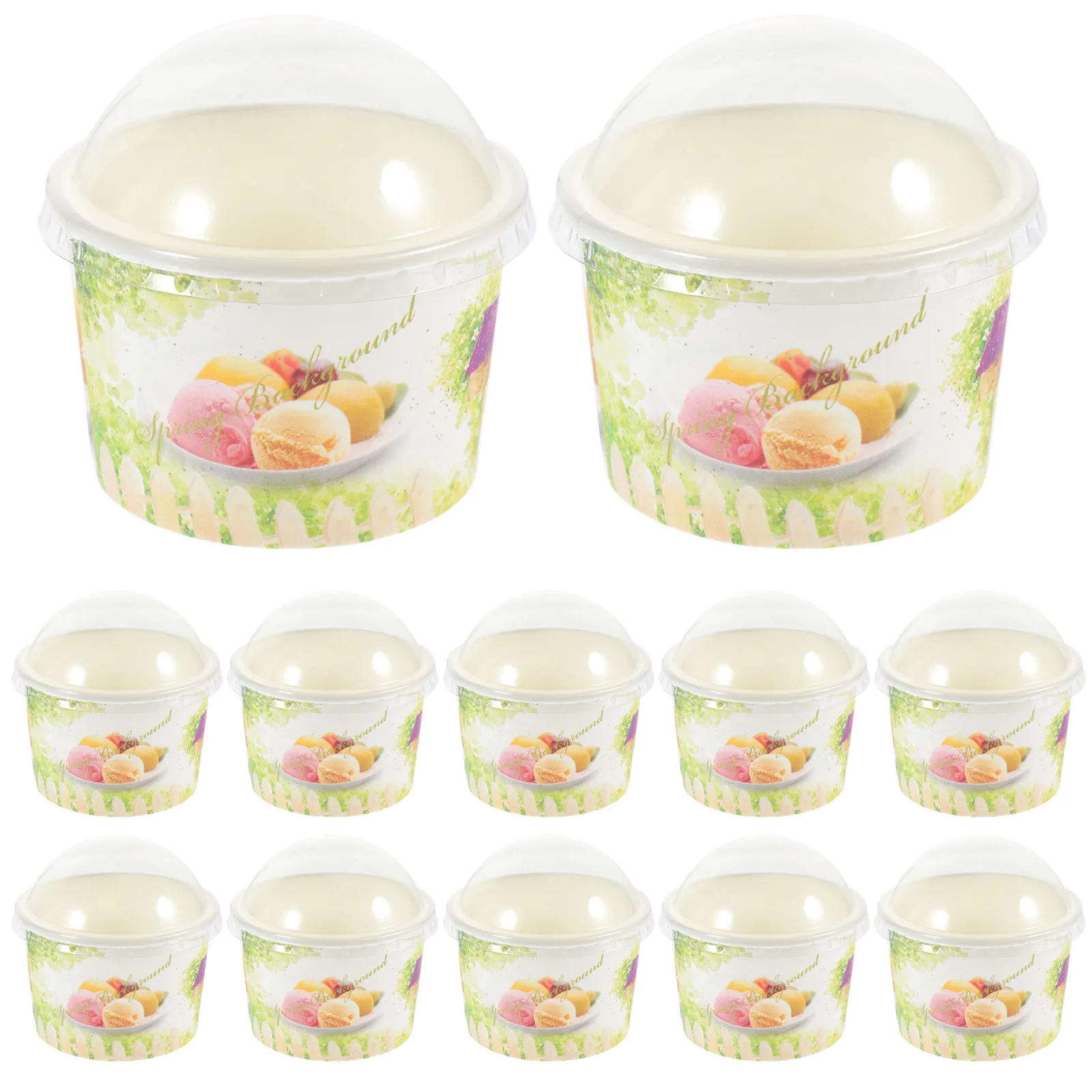 

50pcs Paper Cups Disposable Ice Cream Paper Cup Bowls Cake Yogurt Bowl Lidded Milk Pudding Jelly Packing Cups Home Party Supply