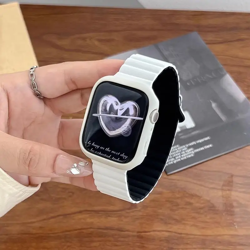 Магнитные ремешки для Apple Watch Band 46 мм 45 мм 42 мм 49 мм 40 41 44 Correa Силиконовый браслет iWatch серии 10 8 9 5 SE 6 7 Ultra 2