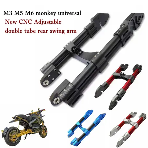 M3 M5 Elmotorcykel Svängarm 3D CNC Justerbar Aluminiumlegering Dubbelrör Bakre Platt Gaffel För M3 M5 M6 Monkey Modifierad 6 best sales svängarm - №1