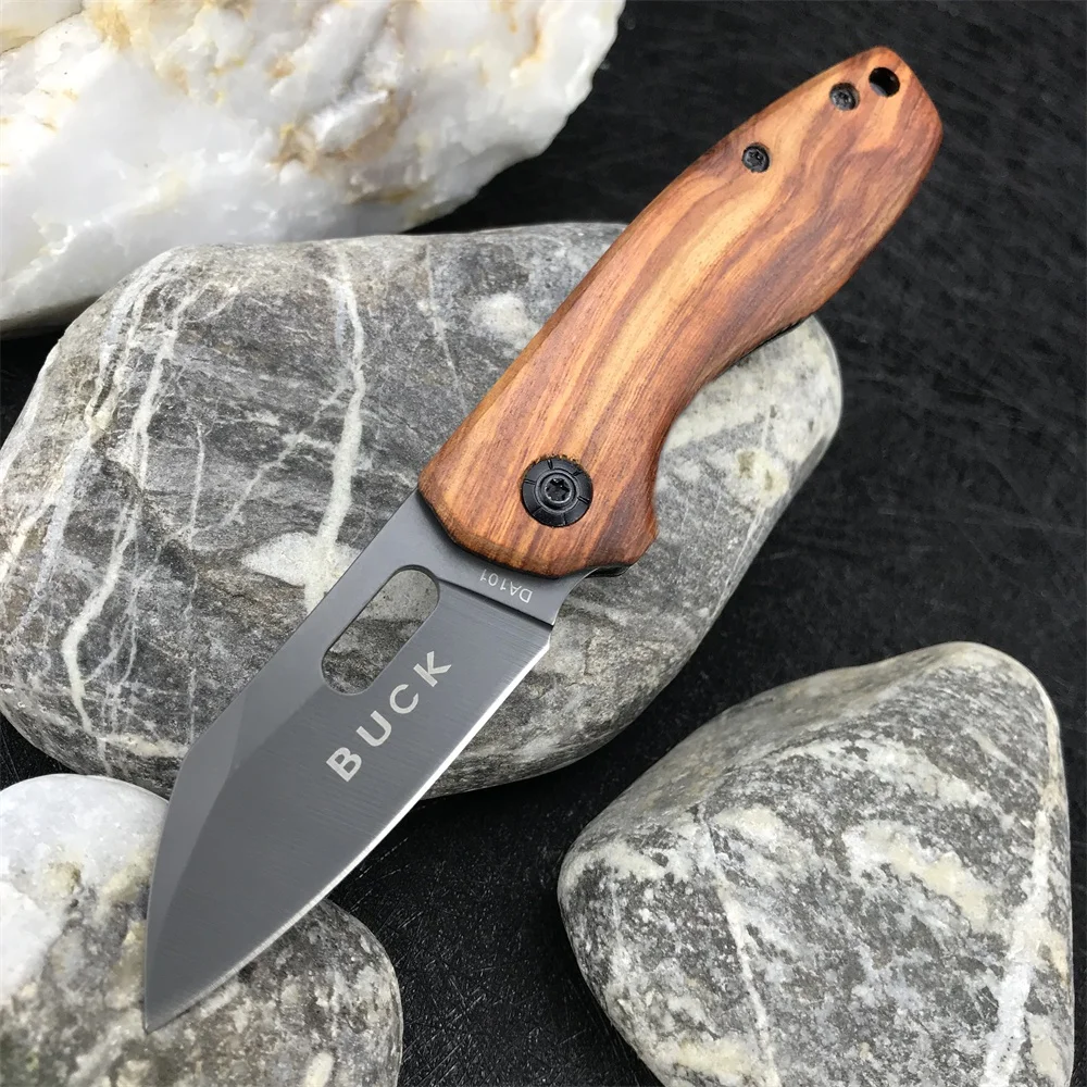 BK DA101 Folding Pocket Knife 440 Steel Blade Steel + Wood Handle High Quality Outdoor EDC Survival Camping Hiking Hunting Tool