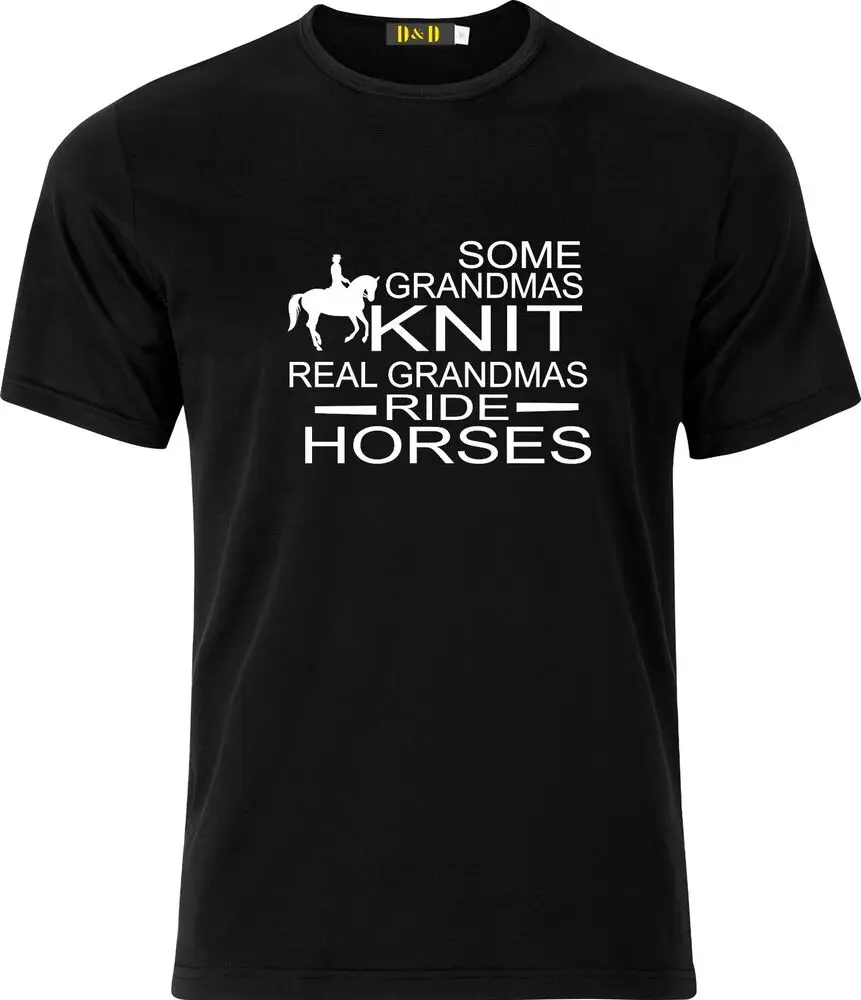 SOME GRANDMAS KNIT REAL GRANDMAS RIDE HORSES GIFT XMAS BIRTHDAY COTTON  T SHIRT  High Quality 100%Cotton Short Sleeve