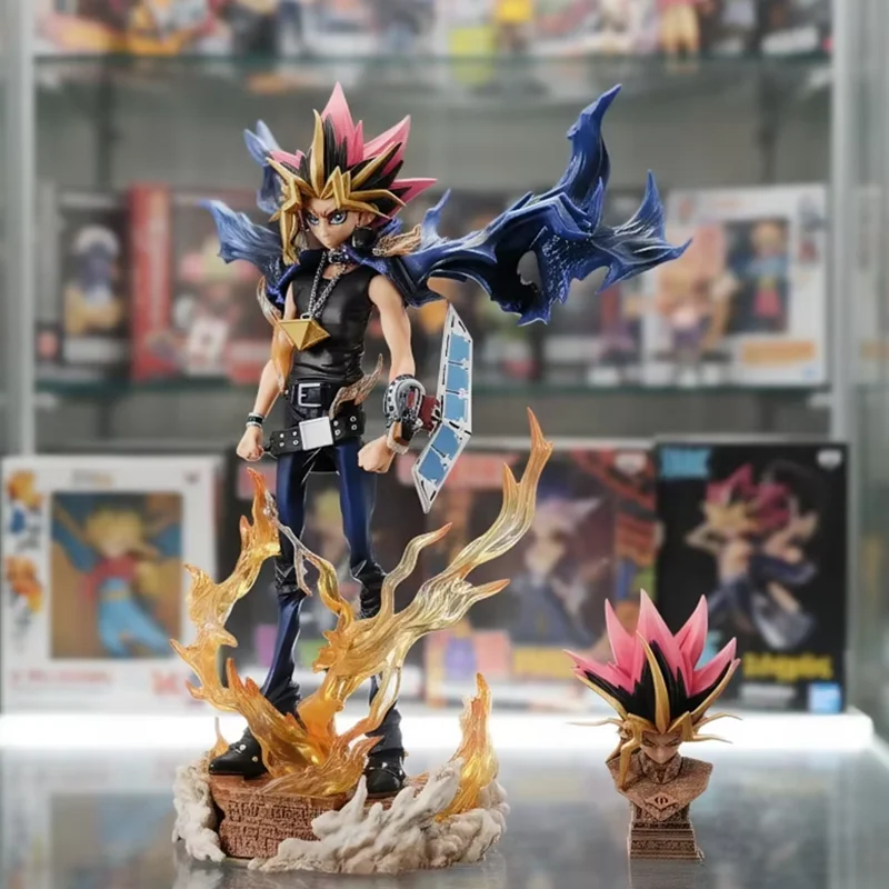 

28cm Anime Duel Monsters Anime Figure Gk Yugi Muto Doll 2 Heads Pvc Statue Model Collectible Decoration Toys Christmas Gift