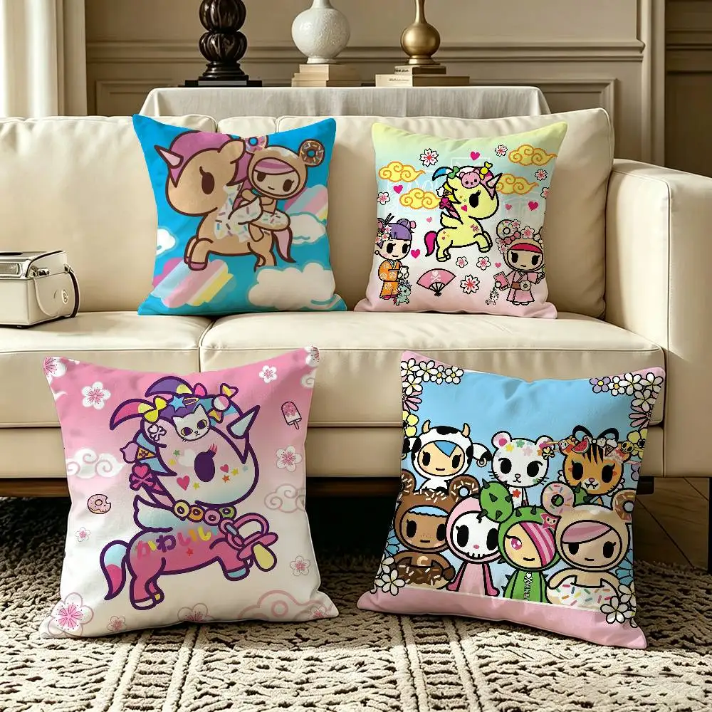 T-Tokidoki-S  Square Double-Sided printed Pillow Case Bedroom Bedside Pillow Sofa Cushion Cover
