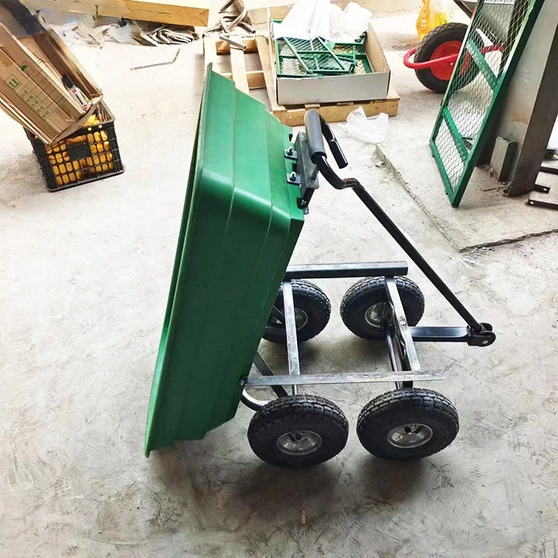 Plastic Dump Truck, Garden Unloading, Outdoor Stall, Functional Tool Cart, Green, Steel and PP Material, Multi-scene Use