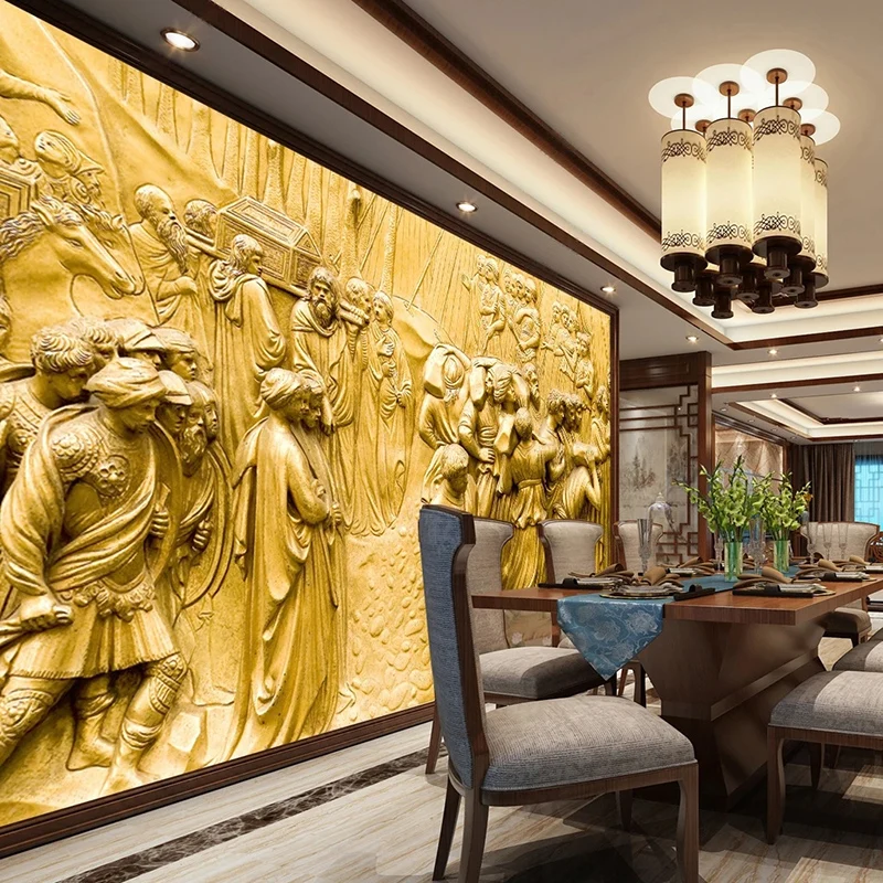 Custom Wallpaper Golden 3D European Buddha Statue Auditorium Photo Wall Mural Church Temple Background Home Decor Wall Paper