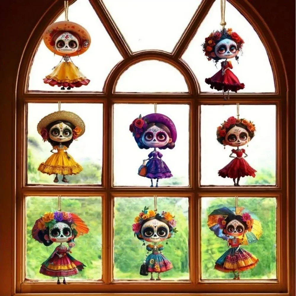 5-20 قطعة فتاة كرتونية خشبية صغيرة معلقة الديكور لجميع القديسين يوم الموتى المزحة الرعب حفلة بار ديكور المنزل لتقوم بها بنفسك