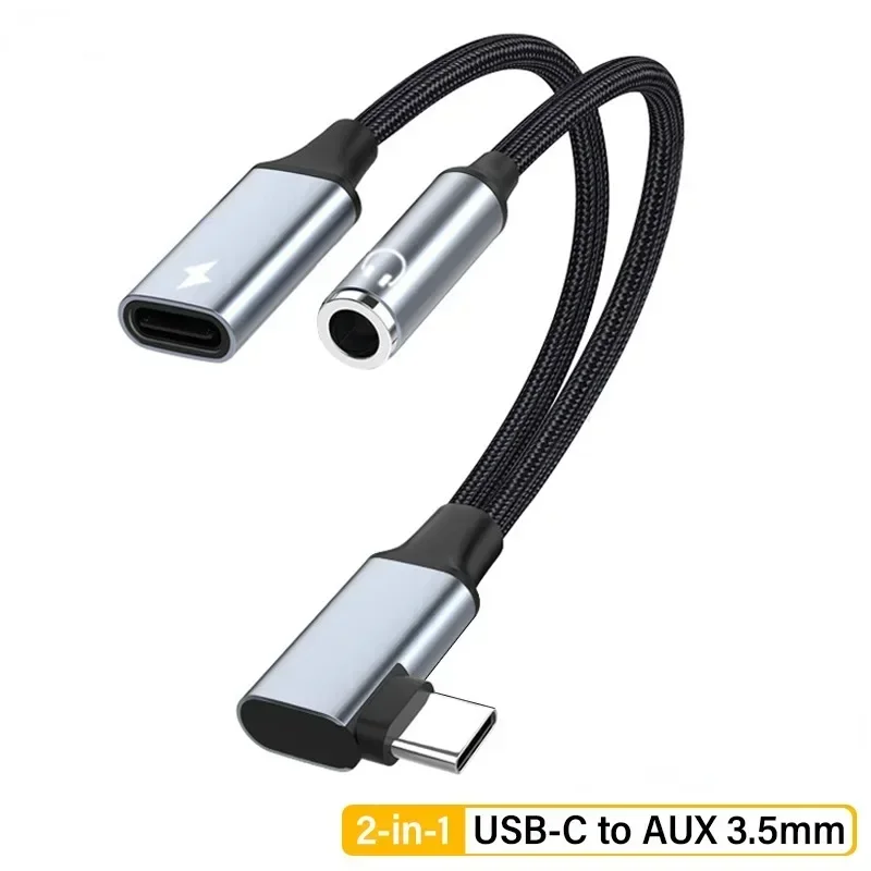 

2in1 USB C to AUX 3.5mm Audio Cable USB Type C Extension Cord 60W Fast Charging Cable for Xiaomi Redmi Huawei Samsung Earphone