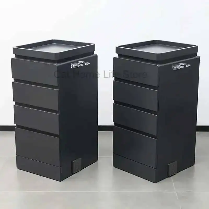 

Foldable Hairdressing Cart for Salon Trolley Wood Furniture Wheels Storage Cosmetic Auxiliary Car Beauty 2-tier Chair Hair Black