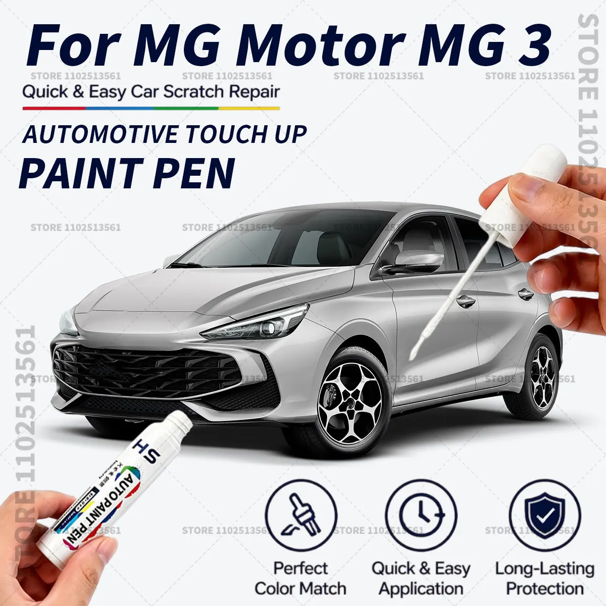 For 2011-2026 MG Motor MG 3 Touch Up Paint Pen Quick Repair Car Scratch Chip Paint Brush Dover White Diamond Red Blue Black