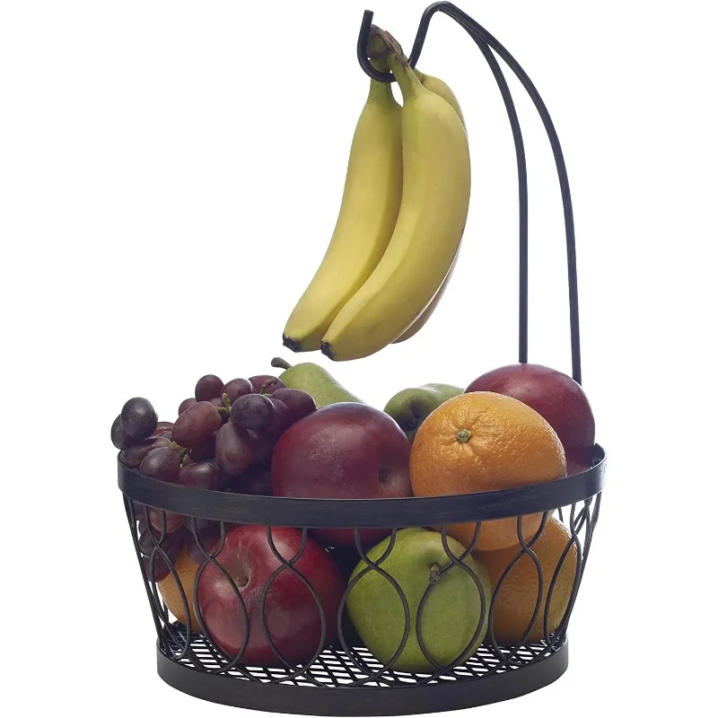 

Rustic Farmstand Fruit Storage Basket with Banana Hook