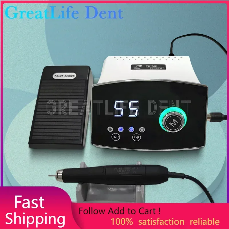 

GreatLife Dent Prime Sense A7 240W 55000RPM Brushless Micro Motor Micromotor Speed Adjustable Polish Machine Jewelry Dental Lab