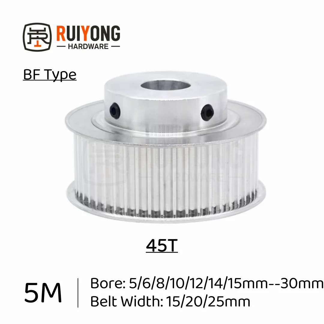 

HTD5M Timing Pulley 45Teeth BF Type Bore 5/6/8/10/12/14/15mm--30mm Belt Width 15/20/25mm 3D printed parts 5GT