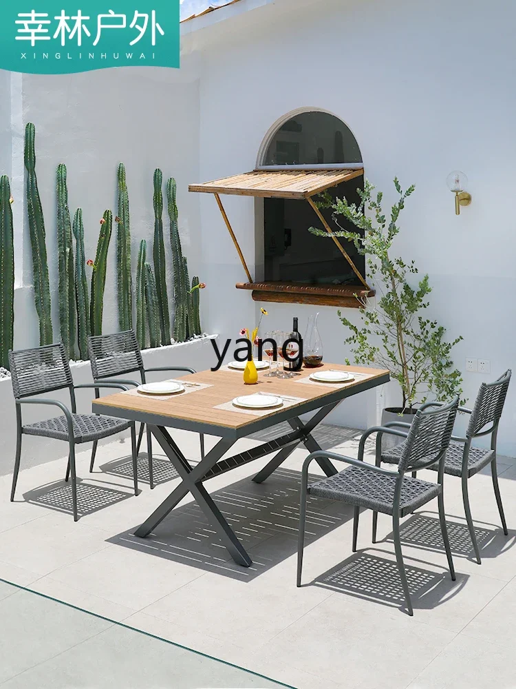 LH 야외 테이블 및 의자, 안뜰 정원 레저 야외 테이블 및 의자, 플라스틱 테라스 라탄 의자 세트