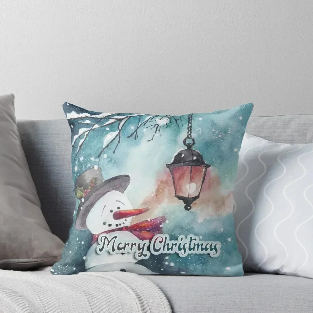 

Merry Christmas watercolor Throw Pillow Decorative Cushions Elastic Cover For Sofa Decorative Sofa Cushion pillow