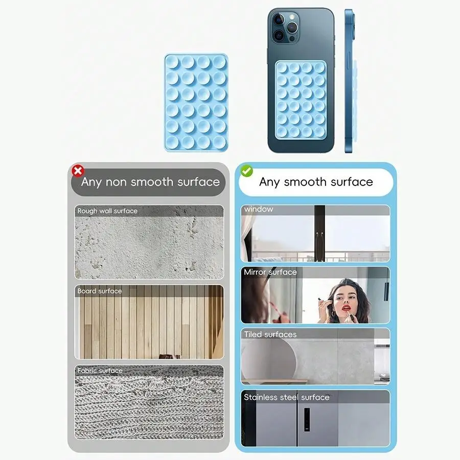 1/5/10/20/50/100pcs Random Color Double-Sided Silicone Suction Cup Phone Holder, Ergonomic Design, Bottom Adhesive Structure - D
