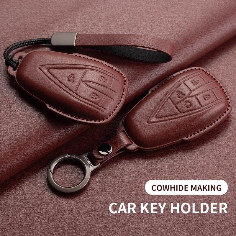 

For Changan CS75Plus CS55Plus Third Generation Unit Eado X5 Brown Cortex Car Key Case Cover Protector Shell Fob Car Accessories