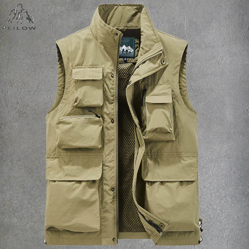 

Men's Sleeveless Camping Vests Multi-Pocket Mesh Breathable Waistcoat Outdoor Mountaineering Fishing Hiking Casual Vest Jackets