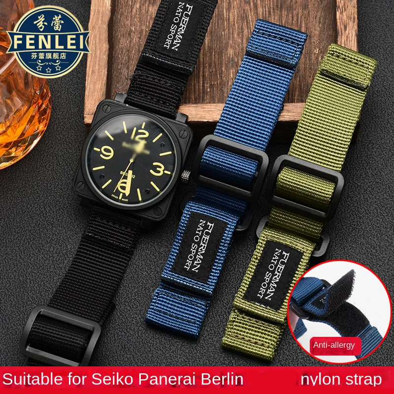 For Seiko Bell Ross Hamilton Panerai Watch band Waterproof Canvas Nylon Watch Strap Belt Outdoor sports Bracelet 20mm 22mm 24mm