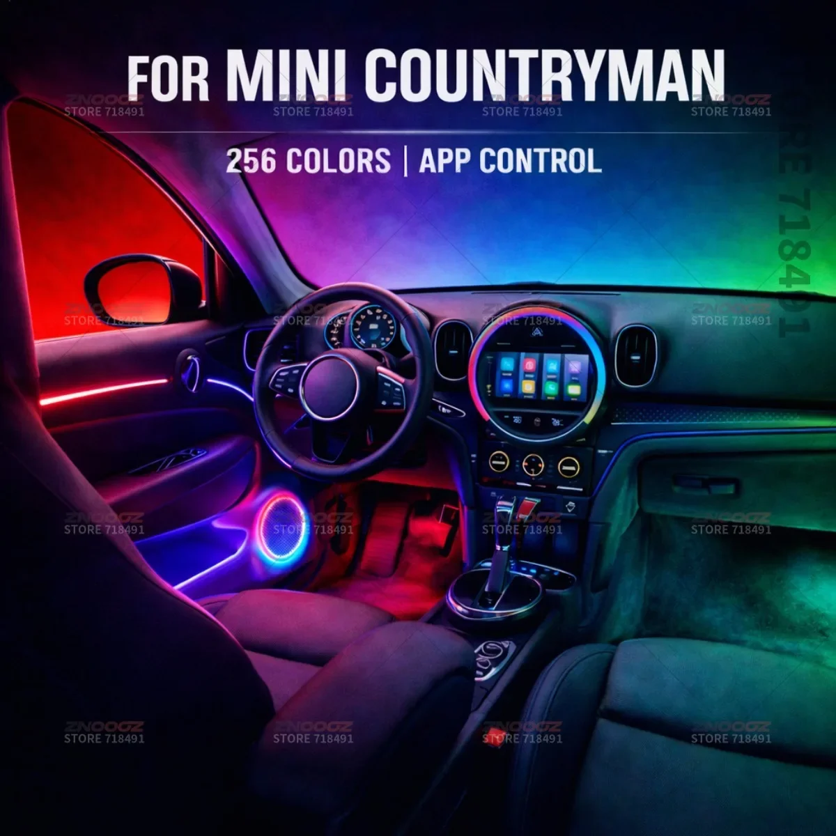 22in1 RGB Car Interior Acrylic Car Ambient Lights RGB Hidden Acrylic Strip Decoration Atmosphere Accessories For MINI Countryman
