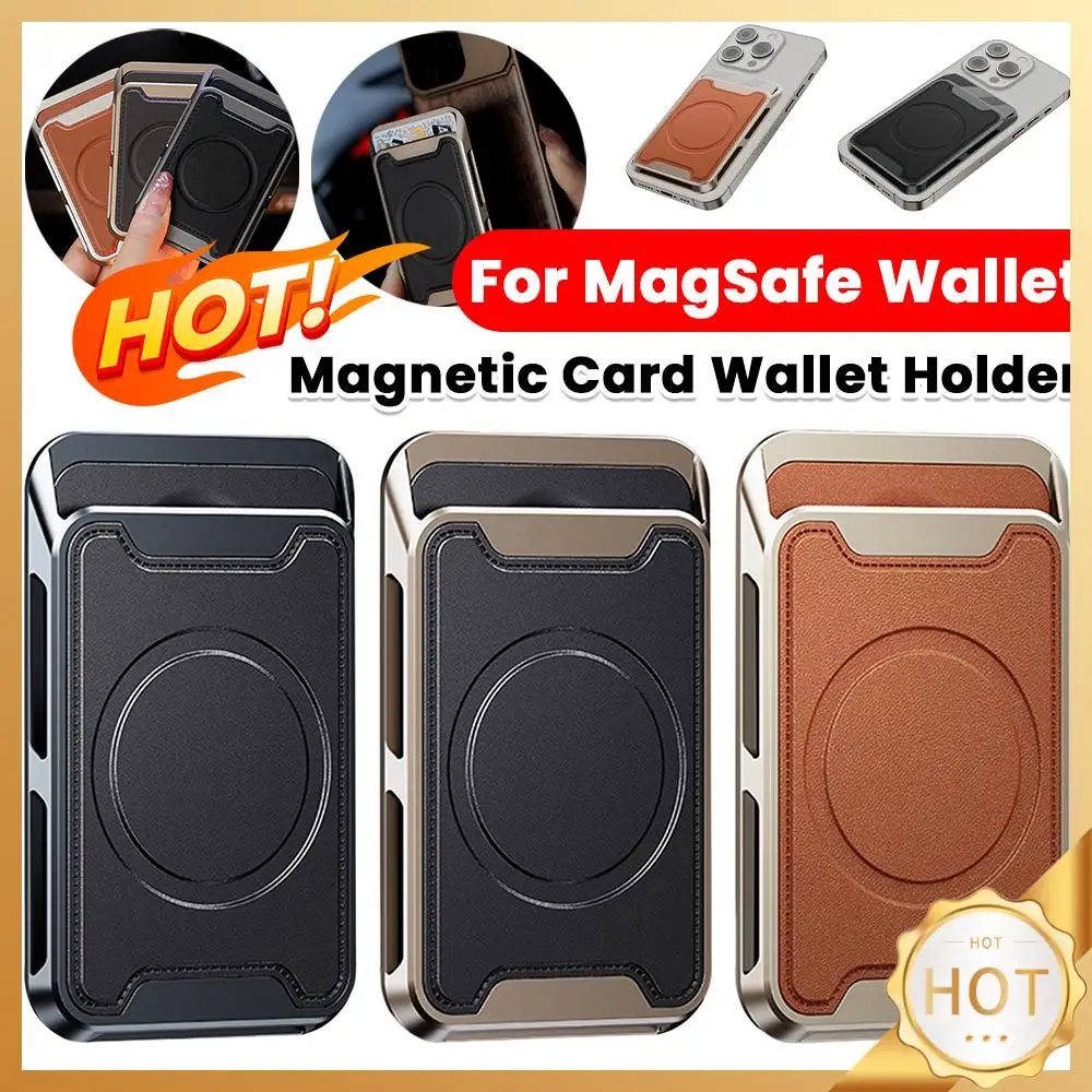 Magnetic Card Wallet Holder for MagSafe for iPhone 16/15/14/13/12 Series Vegan Leather Magnetic Card Holder Wallet 2 Card Slots