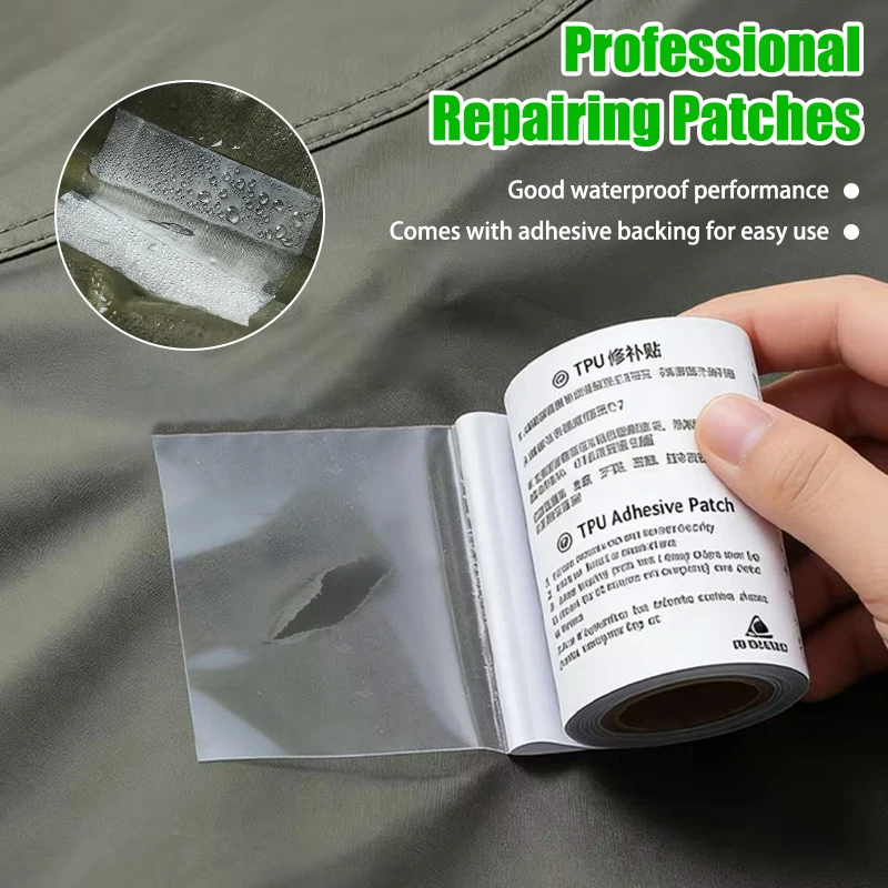 TPU Tent Repair Tape Kit Waterproof Transparent Camping Gear Air Mattress Repair Tape Raincoat Swimming Ring Leakproof Tool
