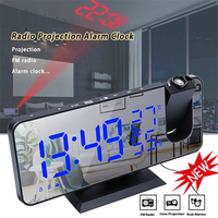 Multifunctional Alarm Clock LED Digital Projection With Temperature Humidity Mirror Projection Clock FM Radio Mirror Clock